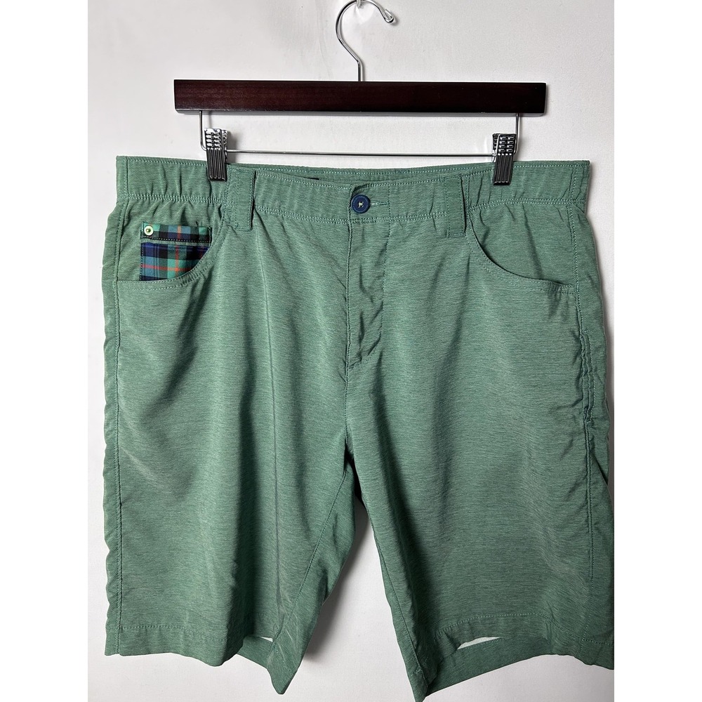 William Murray Shorts Mens 36 Green Straight Fit Golf Chino Stretch Casual - Picture 2 of 8